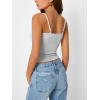 imageTrendy Queen Camisole Tops for Women 2025 Summer Crop Tank Top Square Neck Adjustable Spaghetti Strap Sleeveless ShirtsLight Grey