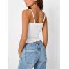 imageTrendy Queen Camisole Tops for Women 2025 Summer Crop Tank Top Square Neck Adjustable Spaghetti Strap Sleeveless ShirtsWhite