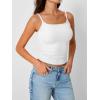 imageTrendy Queen Camisole Tops for Women 2025 Summer Crop Tank Top Square Neck Adjustable Spaghetti Strap Sleeveless ShirtsWhite
