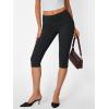 imageTrendy Queen Capri Leggings for Women Fold Over Gym Yoga Pants Stretch Casual Bottoms High Waisted Athletic Summer OutfitsBlack