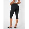imageTrendy Queen Capri Leggings for Women Fold Over Gym Yoga Pants Stretch Casual Bottoms High Waisted Athletic Summer OutfitsBlack