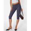 imageTrendy Queen Capri Leggings for Women Fold Over Gym Yoga Pants Stretch Casual Bottoms High Waisted Athletic Summer OutfitsGrey