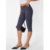 imageTrendy Queen Capri Leggings for Women Fold Over Gym Yoga Pants Stretch Casual Bottoms High Waisted Athletic Summer OutfitsGrey