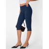 imageTrendy Queen Capri Leggings for Women Fold Over Gym Yoga Pants Stretch Casual Bottoms High Waisted Athletic Summer OutfitsNavy
