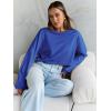 imageTrendy Queen Cropped Sweatshirts for Women Oversized Crewneck Sweaters Long Sleeve Tops Fall Winter Clothes 2025Darkblue