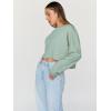 imageTrendy Queen Cropped Sweatshirts for Women Oversized Crewneck Sweaters Long Sleeve Tops Fall Winter Clothes 2025Lightgreen