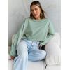 imageTrendy Queen Cropped Sweatshirts for Women Oversized Crewneck Sweaters Long Sleeve Tops Fall Winter Clothes 2025Lightgreen