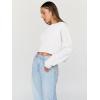 imageTrendy Queen Cropped Sweatshirts for Women Oversized Crewneck Sweaters Long Sleeve Tops Fall Winter Clothes 2025White
