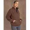 imageTrendy Queen Sweatshirts Quarter Half Zip Pullover Oversized Hoodies Sweaters Comfy Fall Outfits 2025 Y2K Winter ClothesBrown