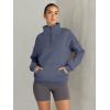 imageTrendy Queen Sweatshirts Quarter Half Zip Pullover Oversized Hoodies Sweaters Comfy Fall Outfits 2025 Y2K Winter ClothesGreyblue