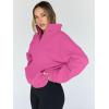 imageTrendy Queen Sweatshirts Quarter Half Zip Pullover Oversized Hoodies Sweaters Comfy Fall Outfits 2025 Y2K Winter ClothesHotpink