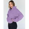imageTrendy Queen Sweatshirts Quarter Half Zip Pullover Oversized Hoodies Sweaters Comfy Fall Outfits 2025 Y2K Winter ClothesPurple