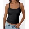 imageTrendy Queen Tank Tops for Women Summer Racerback Workout Tops Ribbed Spaghetti Strap Camisole Going Out Clothes 2025Black