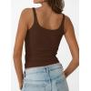 imageTrendy Queen Tank Tops for Women Summer Racerback Workout Tops Ribbed Spaghetti Strap Camisole Going Out Clothes 2025Brown