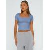 imageTrendy Queen Tshirts Shirts for Women Double Lined Going Out Crop Tops 2025 Spring Summer Workout Y2k Clothes Beach FashionBlue