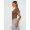 imageTrendy Queen Tshirts Shirts for Women Double Lined Going Out Crop Tops 2025 Spring Summer Workout Y2k Clothes Beach FashionCoffee