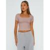 imageTrendy Queen Tshirts Shirts for Women Double Lined Going Out Crop Tops 2025 Spring Summer Workout Y2k Clothes Beach FashionCoffeegrey