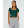 imageTrendy Queen Tshirts Shirts for Women Double Lined Going Out Crop Tops 2025 Spring Summer Workout Y2k Clothes Beach FashionDarkgreen