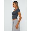 imageTrendy Queen Tshirts Shirts for Women Double Lined Going Out Crop Tops 2025 Spring Summer Workout Y2k Clothes Beach FashionDarkgrey