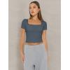 imageTrendy Queen Tshirts Shirts for Women Double Lined Going Out Crop Tops 2025 Spring Summer Workout Y2k Clothes Beach FashionDarkgrey