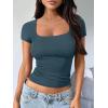 imageTrendy Queen Tshirts Shirts for Women Double Lined Going Out Crop Tops 2025 Spring Summer Workout Y2k Clothes Beach FashionHazeblue