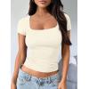 imageTrendy Queen Tshirts Shirts for Women Double Lined Going Out Crop Tops 2025 Spring Summer Workout Y2k Clothes Beach FashionLightapricot