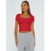 imageTrendy Queen Tshirts Shirts for Women Double Lined Going Out Crop Tops 2025 Spring Summer Workout Y2k Clothes Beach FashionRed