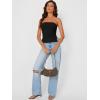 imageTrendy Queen Tube Tops for Women Side Split Going Out Strapless Crop Tops Sleeveless Bandeau Summer Y2k Cute ClothesBlack