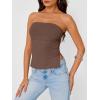 imageTrendy Queen Tube Tops for Women Side Split Going Out Strapless Crop Tops Sleeveless Bandeau Summer Y2k Cute ClothesBrown