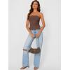 imageTrendy Queen Tube Tops for Women Side Split Going Out Strapless Crop Tops Sleeveless Bandeau Summer Y2k Cute ClothesBrown