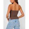 imageTrendy Queen Tube Tops for Women Side Split Going Out Strapless Crop Tops Sleeveless Bandeau Summer Y2k Cute ClothesBrown