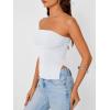 imageTrendy Queen Tube Tops for Women Side Split Going Out Strapless Crop Tops Sleeveless Bandeau Summer Y2k Cute ClothesWhite