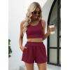 imageTrendy Queen Two Piece Summer Outfits 2 Piece Sets 2025 Sleeveless Matching Lounge Crop Top High Waisted ShortBurgundy