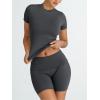 imageTrendy Queen Womens 2 Piece Workout Sets Short Matching Lounge Sets Summer Clothes Going Out Gym OutfitsBlackgrey