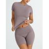 imageTrendy Queen Womens 2 Piece Workout Sets Short Matching Lounge Sets Summer Clothes Going Out Gym OutfitsCoffeegrey
