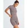 imageTrendy Queen Womens 2 Piece Workout Sets Short Matching Lounge Sets Summer Clothes Going Out Gym OutfitsCoffeegrey