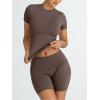 imageTrendy Queen Womens 2 Piece Workout Sets Short Matching Lounge Sets Summer Clothes Going Out Gym OutfitsMochabrown