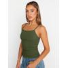 imageTrendy Queen Womens Adjustable Camisole Sleeveless Square Neck Spaghetti Strap Tank Tops Basic ShirtArmy Green