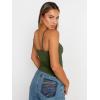 imageTrendy Queen Womens Adjustable Camisole Sleeveless Square Neck Spaghetti Strap Tank Tops Basic ShirtArmy Green