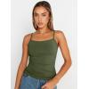 imageTrendy Queen Womens Adjustable Camisole Sleeveless Square Neck Spaghetti Strap Tank Tops Basic ShirtArmy Green