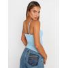imageTrendy Queen Womens Adjustable Camisole Sleeveless Square Neck Spaghetti Strap Tank Tops Basic ShirtBaby Blue