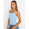 imageTrendy Queen Womens Adjustable Camisole Sleeveless Square Neck Spaghetti Strap Tank Tops Basic ShirtBaby Blue
