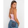 imageTrendy Queen Womens Adjustable Camisole Sleeveless Square Neck Spaghetti Strap Tank Tops Basic ShirtBaby Pink