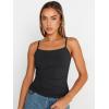 imageTrendy Queen Womens Adjustable Camisole Sleeveless Square Neck Spaghetti Strap Tank Tops Basic ShirtBlack