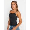 imageTrendy Queen Womens Adjustable Camisole Sleeveless Square Neck Spaghetti Strap Tank Tops Basic ShirtBlack