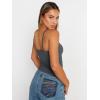 imageTrendy Queen Womens Adjustable Camisole Sleeveless Square Neck Spaghetti Strap Tank Tops Basic ShirtDark Grey