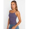 imageTrendy Queen Womens Adjustable Camisole Sleeveless Square Neck Spaghetti Strap Tank Tops Basic ShirtPurple