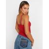 imageTrendy Queen Womens Adjustable Camisole Sleeveless Square Neck Spaghetti Strap Tank Tops Basic ShirtRed