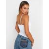 imageTrendy Queen Womens Adjustable Camisole Sleeveless Square Neck Spaghetti Strap Tank Tops Basic ShirtWhite