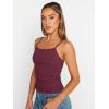 imageTrendy Queen Womens Adjustable Camisole Sleeveless Square Neck Spaghetti Strap Tank Tops Basic ShirtWine